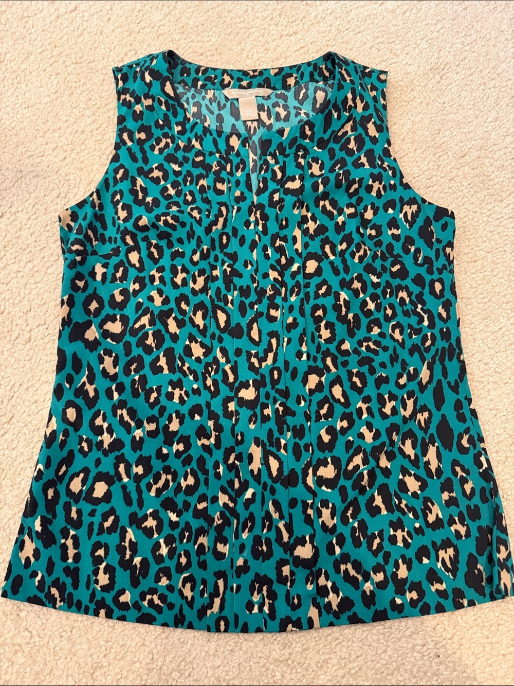 Banana Republic Teal Leopard Print Sleeveless Shell Top